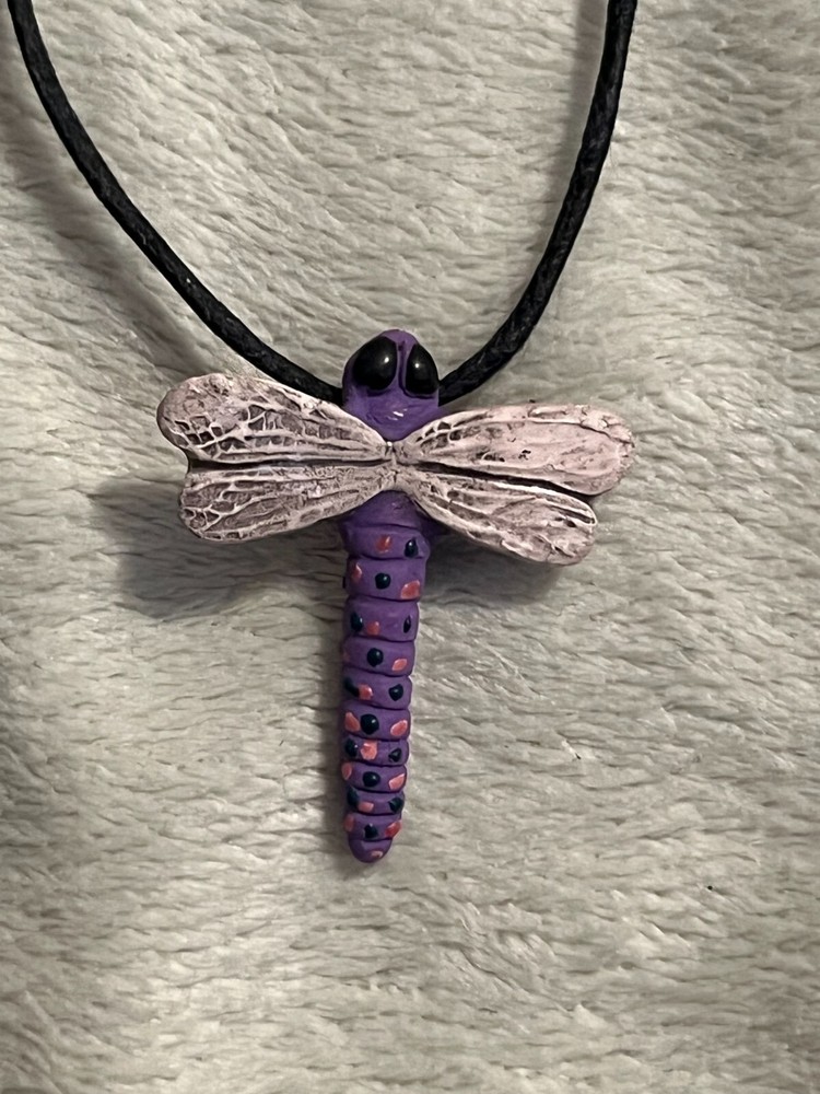 Purple Dragonfly Peruvian Bead/ Charm Necklace