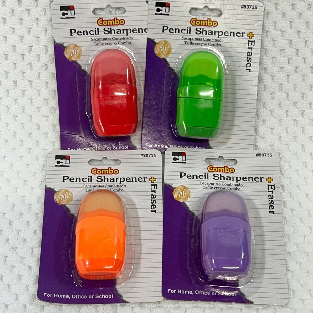 Pencil Sharpener Eraser 4pc School Office Supplies Charles Leonard CLI Combo