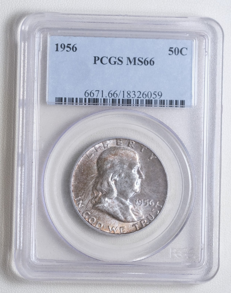 Toned 1956 Franklin Half Dollar PCGS MS66 "059"