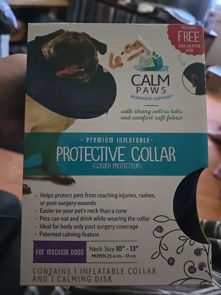 Great Calm Paws inflatable protective E collar meduim NWT