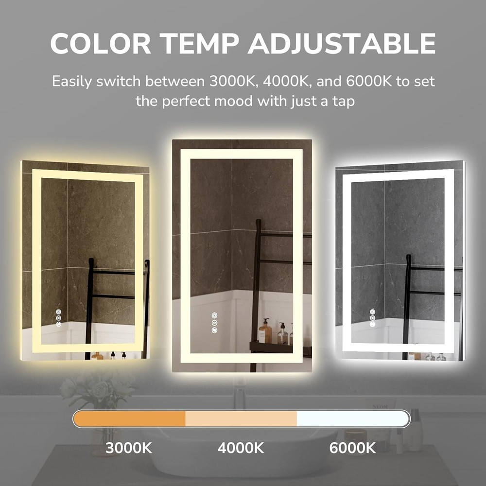 24''x32'' LED Bathroom Mirror Wall Vanity Mirror Dimmable Horizontal & vertical