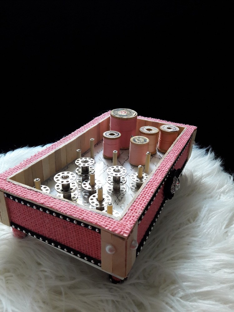 Wood Thread bobbin holder sewing room organizer