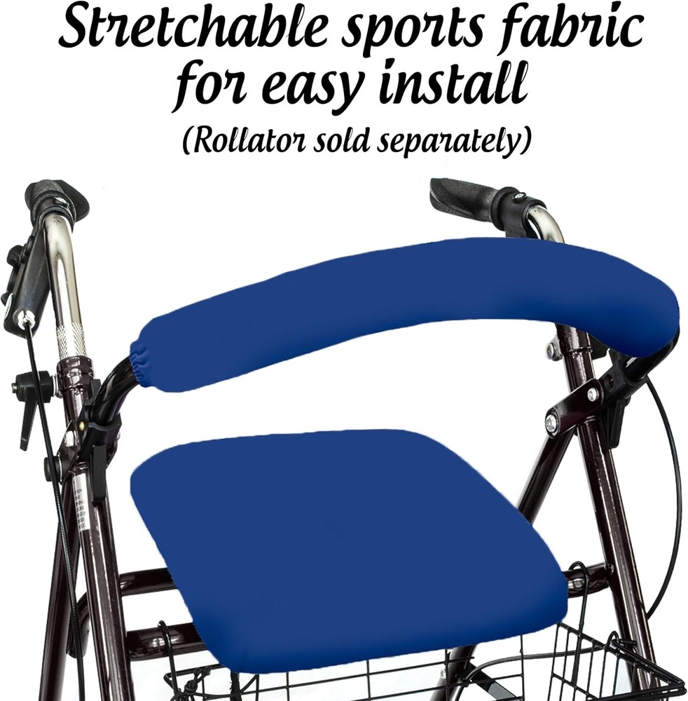 Top Glides Universal Rollator Walker Seat and Backrest Covers (Blue) Blue