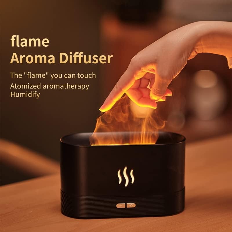 Essential Oil Diffuser, Fireplace Flame Oil Diffuser, Aroma Humidifier (Black)