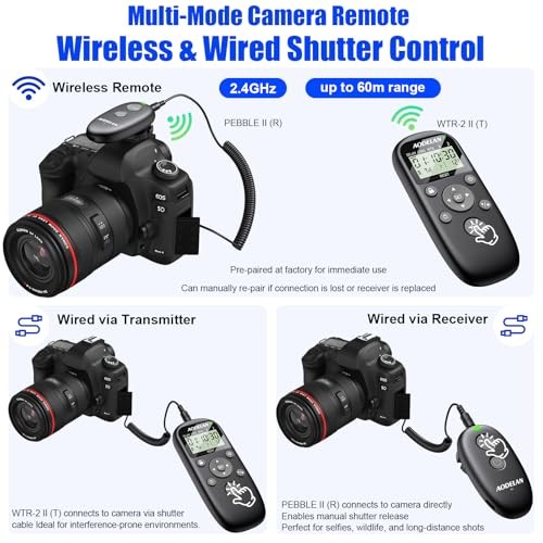 AODELAN Nikon Cameras Rechargeable Timer Shutter Release Remote Control with LCD