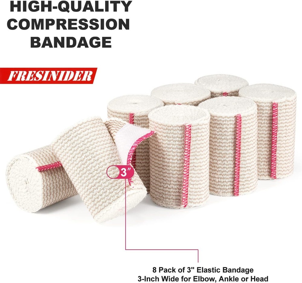 Premium Elastic Bandage Wrap, 8 2 Inch, 3 4 6 3 X 8 Pack