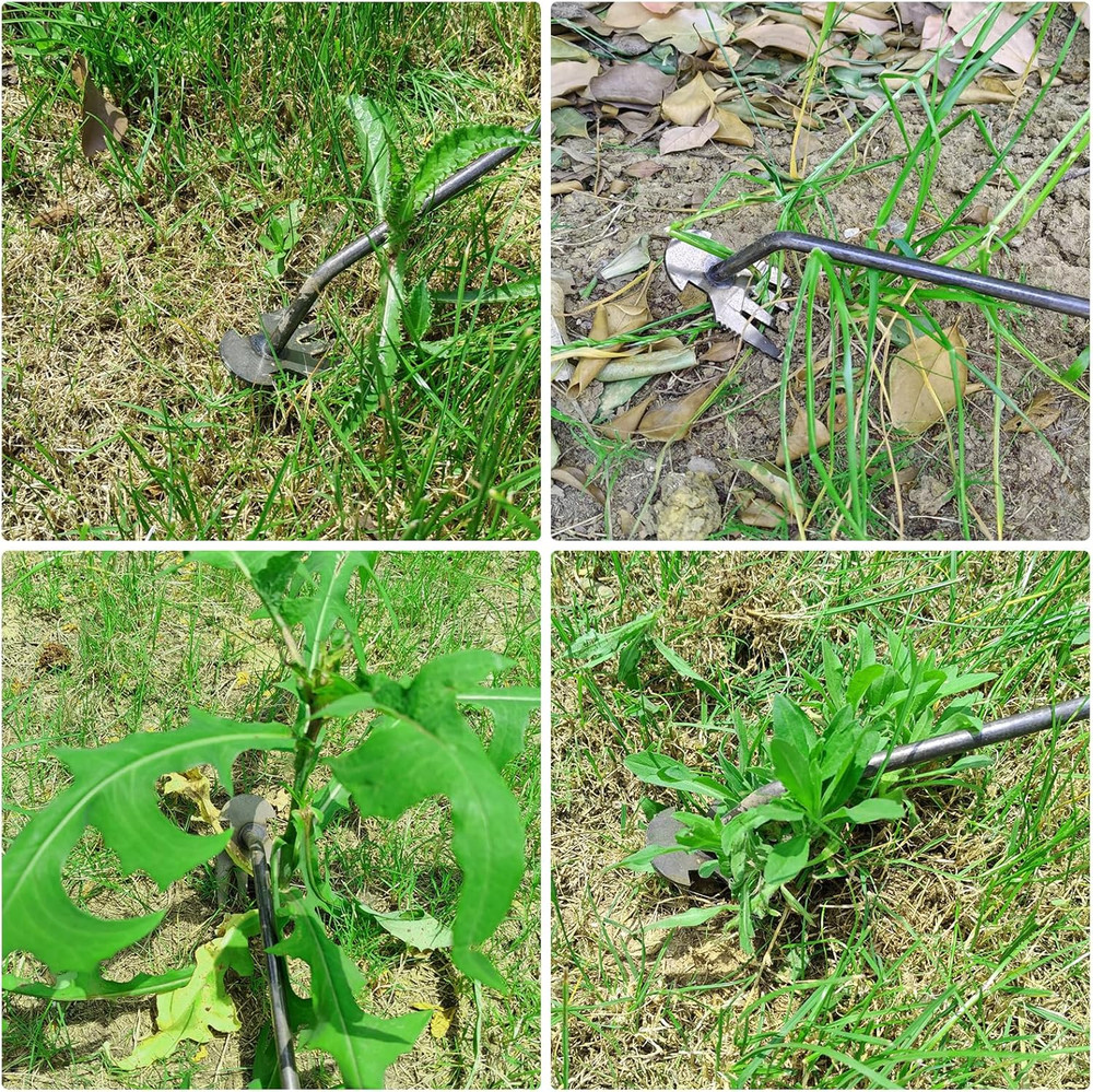 Weed Tool,Garden Weeder Puller Tool with Handle Manual Hand Weeder Tool 4 Teeth