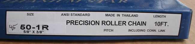 #50-1R SBSR Precision ANSI Single Strand Solid Bushing Roller Chain 10Ft Roll