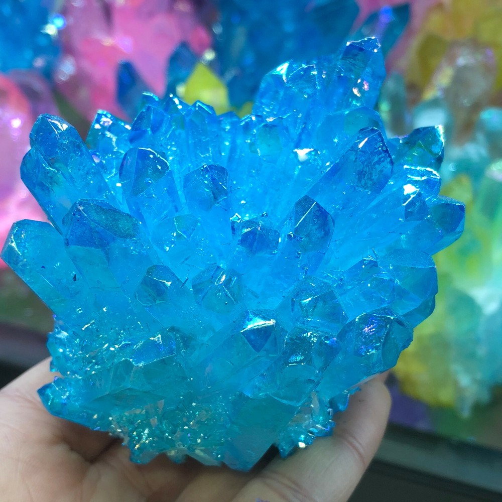 300g+ Titanium Blue Crystal Natural Quartz Cluster Specimen Healing 1pc