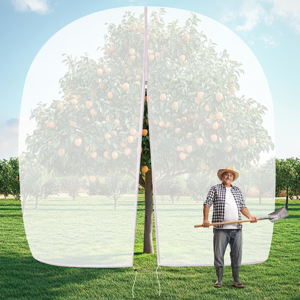 12.6 * 12FT Large Fruit Tree Netting, Tree Nets for Fruit Trees with Zipper a...