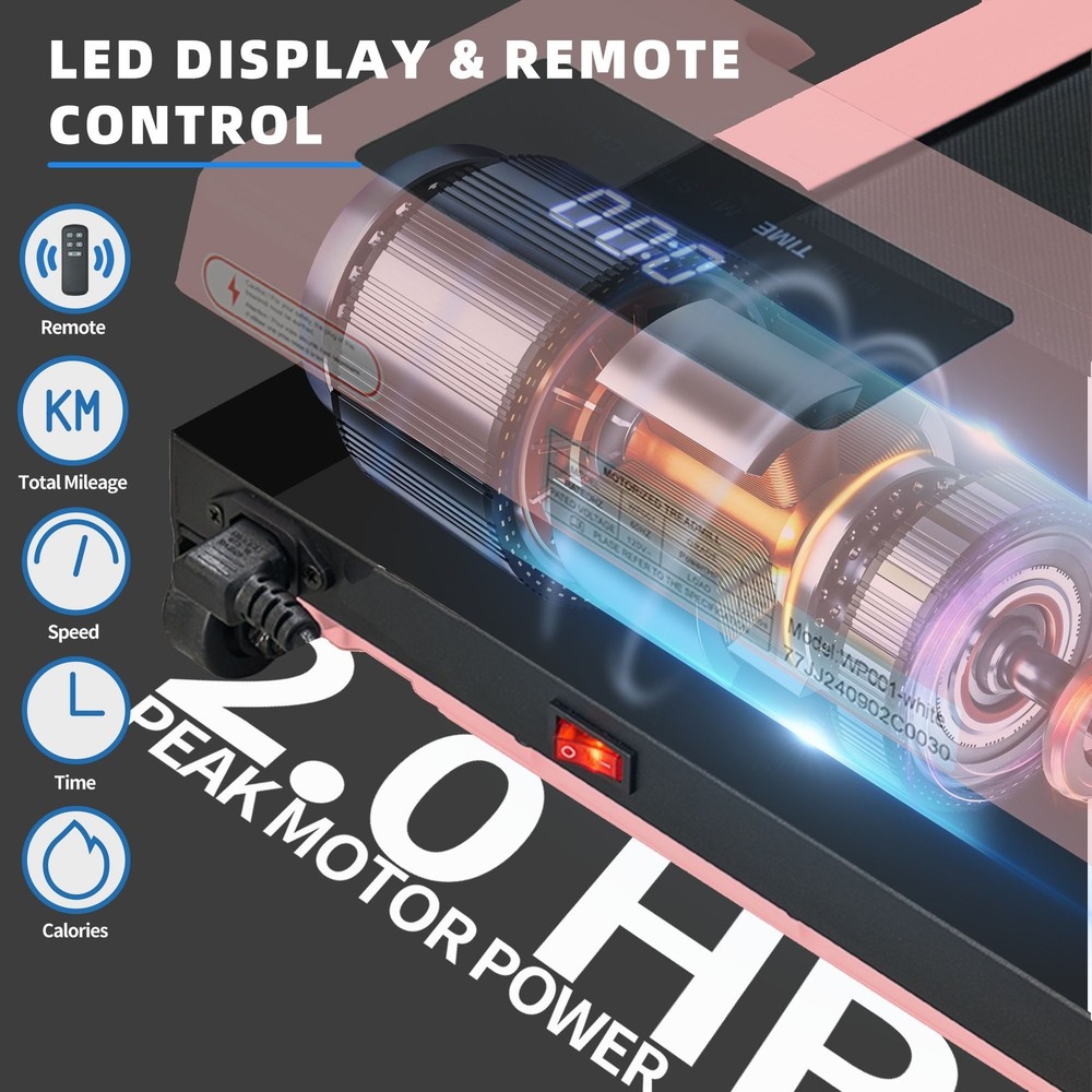 Walking Pad with Quiet 2.0 HP Brushless Motor, Countdown Modes, Spacious Running