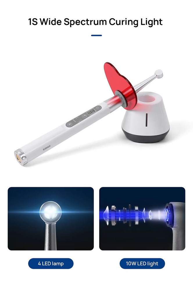 C25 Plus Dental 10W LED One Second Curing Light 2500mw/cm2 360° Rotatable Head