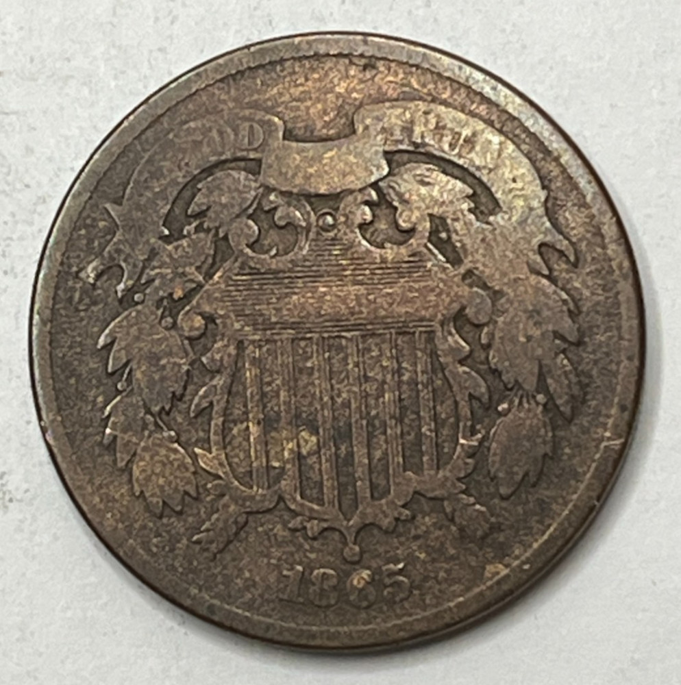 1865 Two Cent Piece Fine F Coin