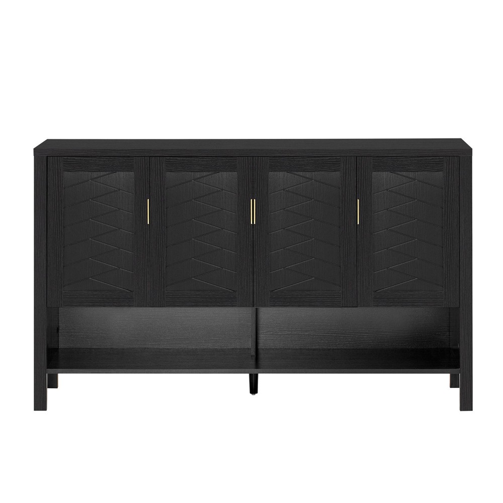 U_STYLE 55.1''Storage Sideboard with 4-Doors,Multi Functional Buffet with Open