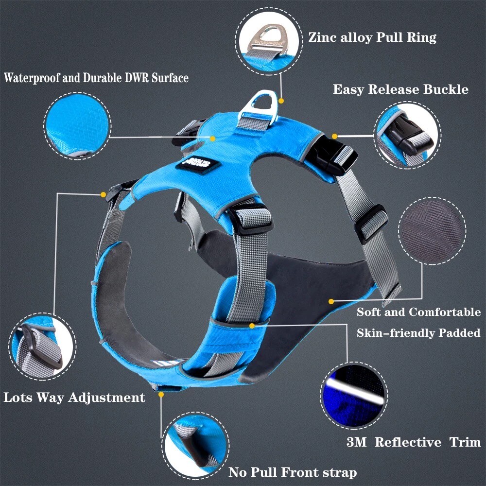Dog Harness Nylon Reflective Adjustable Small Medium Large X-Large