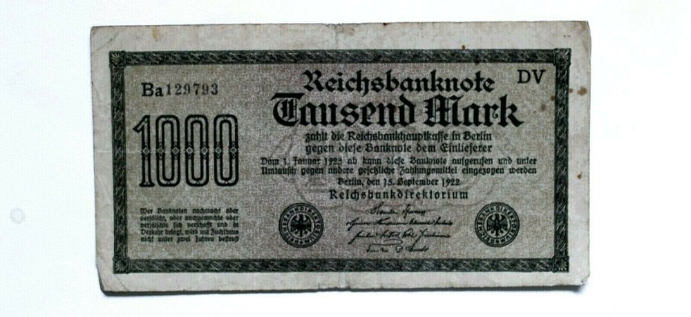Germany 1922 -  Reichsbanknote 1000 Marks