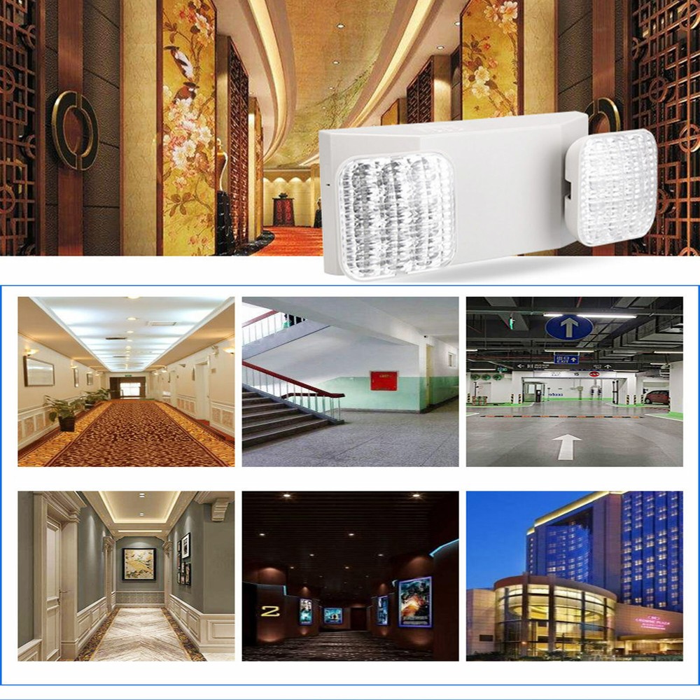 LED Exit Emergency Light Adjustable Two Head With Battery Backup US Stock 6pcs