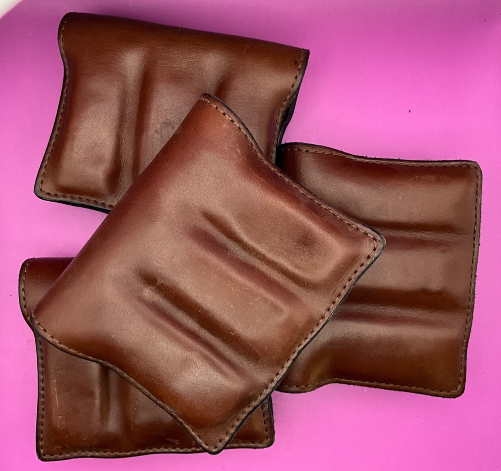 CUSTOM BROWN LEATHER 6 MAGAZINE POUCH MAG HARMONICA HOLDER