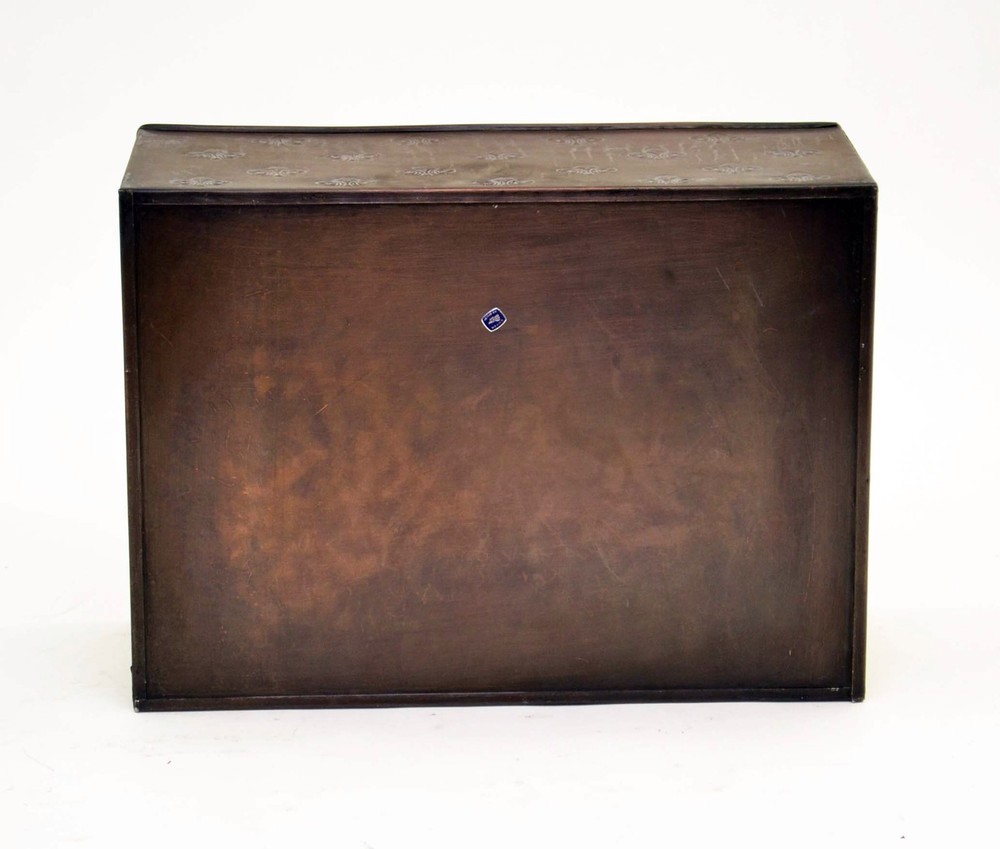 Rectangular Tin Utility Box, Fleur De Lis Pattern-6.75H x 16.25L x 11.75W