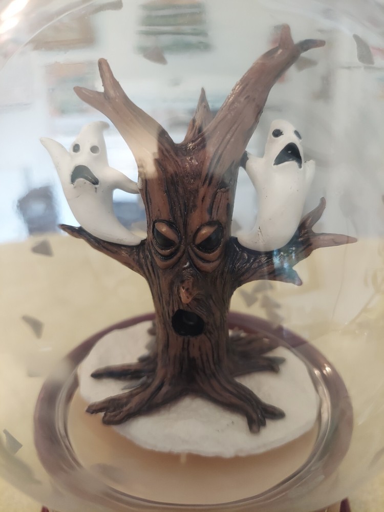 Gemmy Halloween Spooky Tree Ghost Tornado Talking Snow Globe