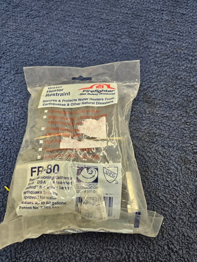 Firefighter FR-80: Soft Belt Style Water Heater Earthquake Strap Up to 80 Gal