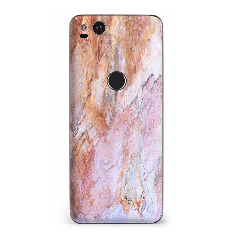 Google Pixel 2 Skins Decal Wrap Rose Peach Pink Marble Pattern