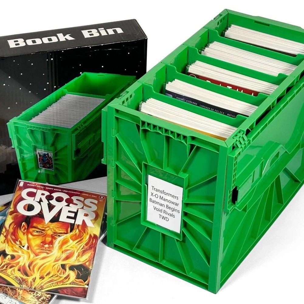 BCW Short Comic Book Bin Heavy Duty Stackable Plastic Box Holds 150 Bags Green