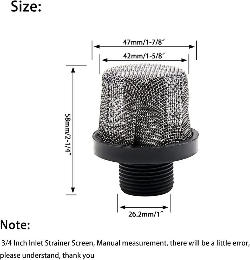 Replacement Inlet Strainer & Filter for Airless Spray Guns - Durable & Effective