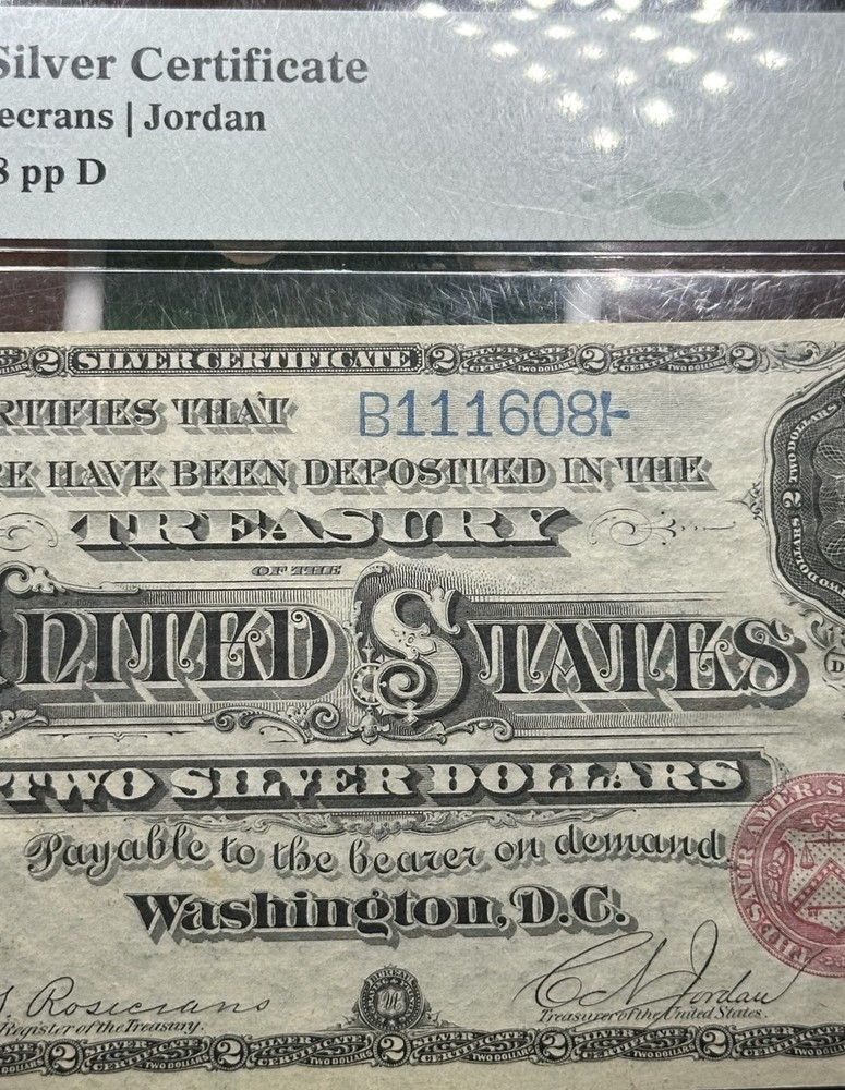 Pmg 1886 Silver Certiicate Ms 63 $2