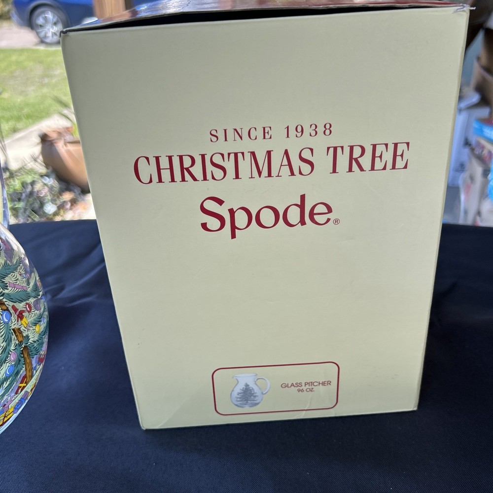 Spode Christmas Tree Glass Pitcher with Handle, 96oz., NEW!