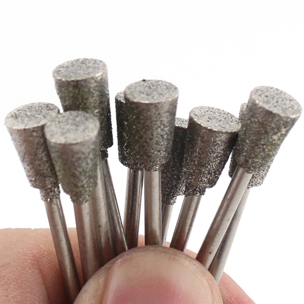 10Pcs 7 mm INVERTED CONICAL Diamond Grinding Head Jade Carving Lapidary Tools