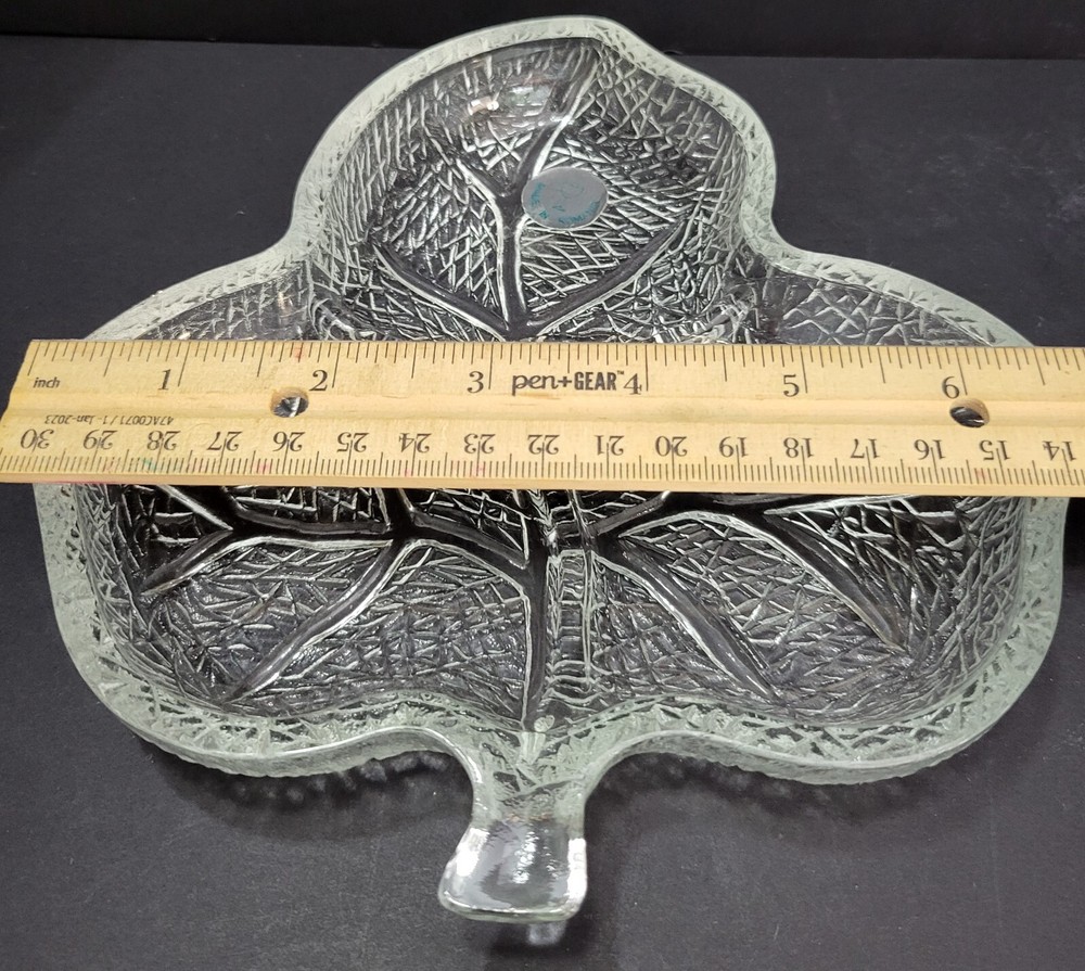Alco Crystal Leaf Dish Divided Made in Romania