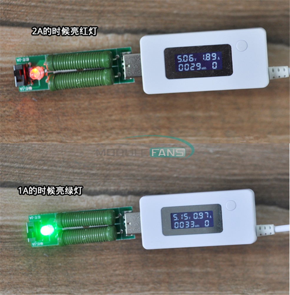 2PCS USB Load ResistorPower Resistors Mobile Power Aging Resistance Module 1A 2A
