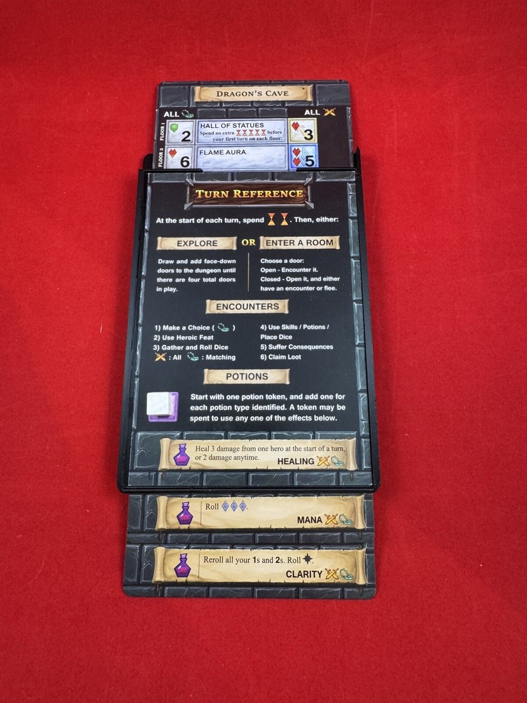 One Deck Dungeon compatible Reference Card/Dungeon Holder
