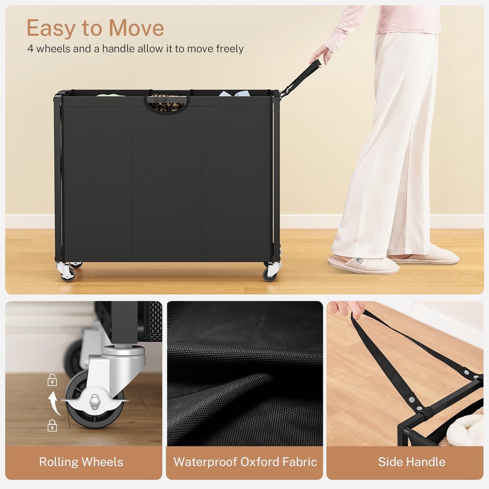 Laundry Sorter, Rolling Laundry Hamper with 3 Section Pull-Out Bags, Laundry ...
