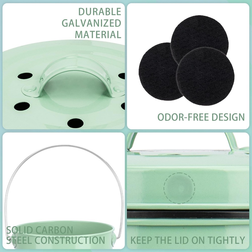 Compost Bin Kitchen Countertop Composter with lid – Small Compost ContainerI ...