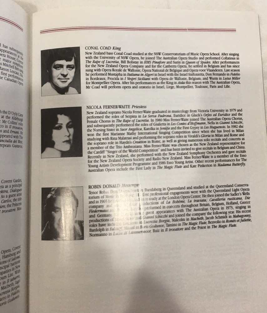 The Australian Opera Aida 1986 Program