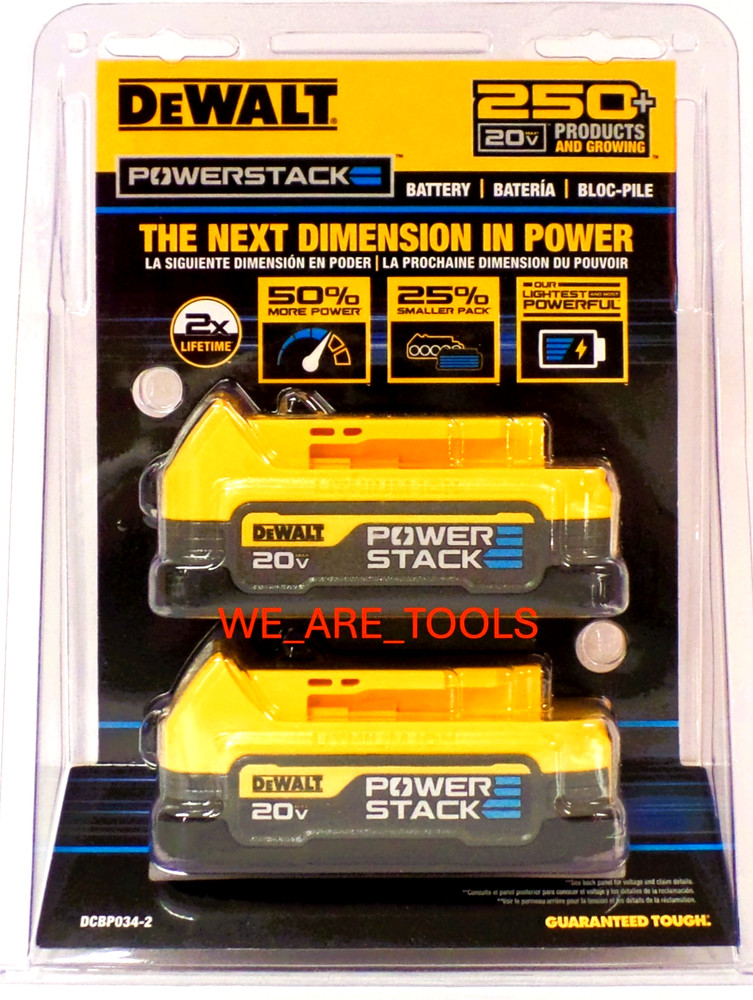 DEWALT TWIN Pack DCBP034-2 1.7 Ah Power Stack Lithium Ion Compact Battery