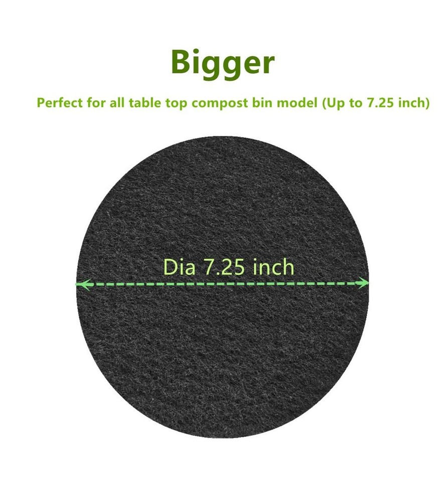 Kitchen Compost Bin Charcoal Filter 7.25 Inch Diameter Extra Thicker & Bigger...