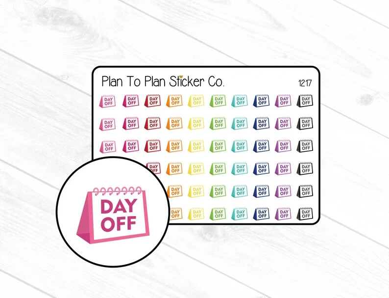 1217~~Day Off Work Trackers Planner Stickers.
