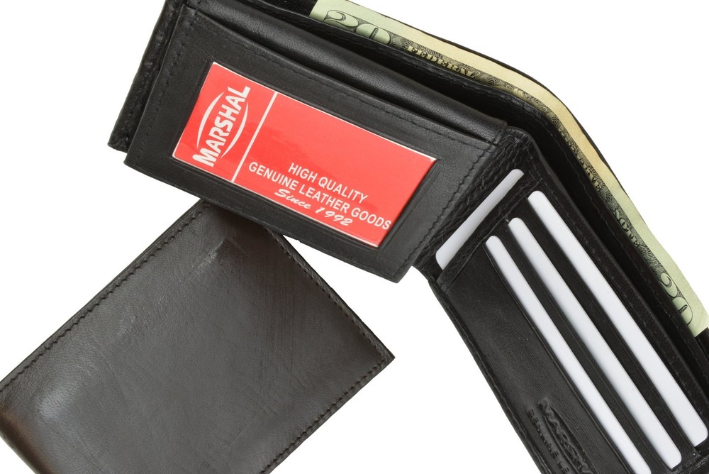 Mens Soft Lambskin Leather ID Bifold Wallet
