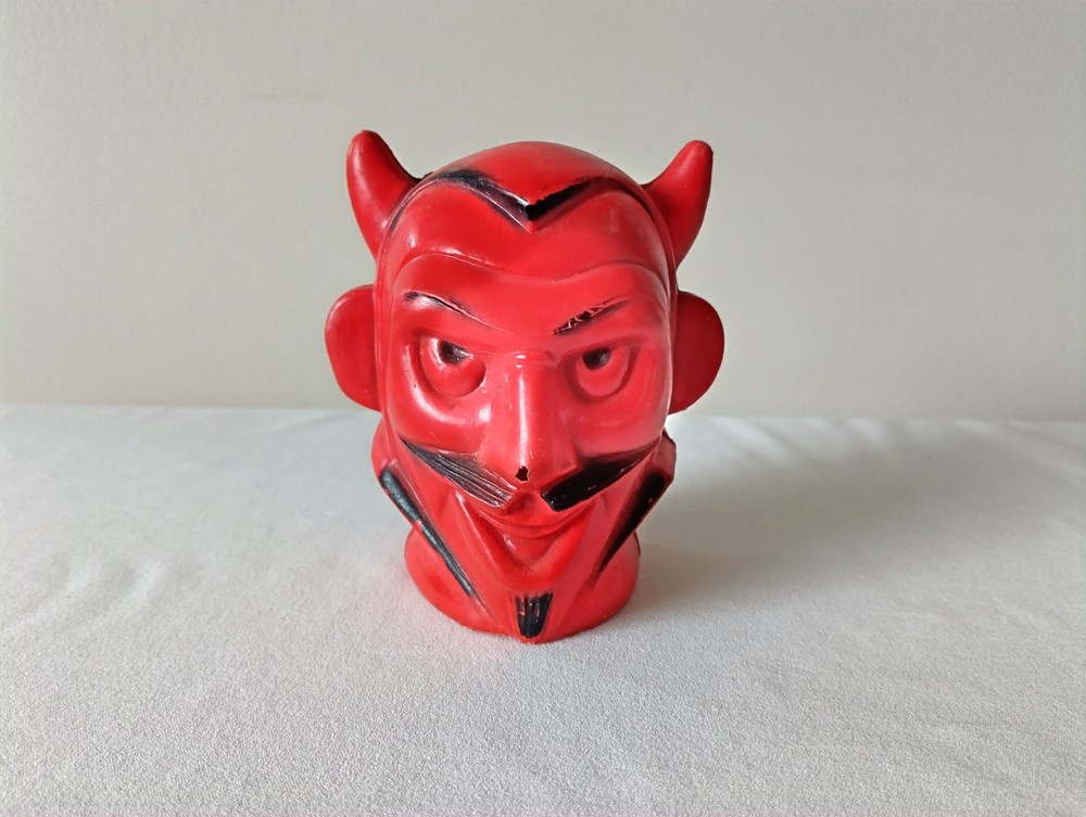 1960s Peerless Red Devil Blow Mold Light Halloween String Light 4"