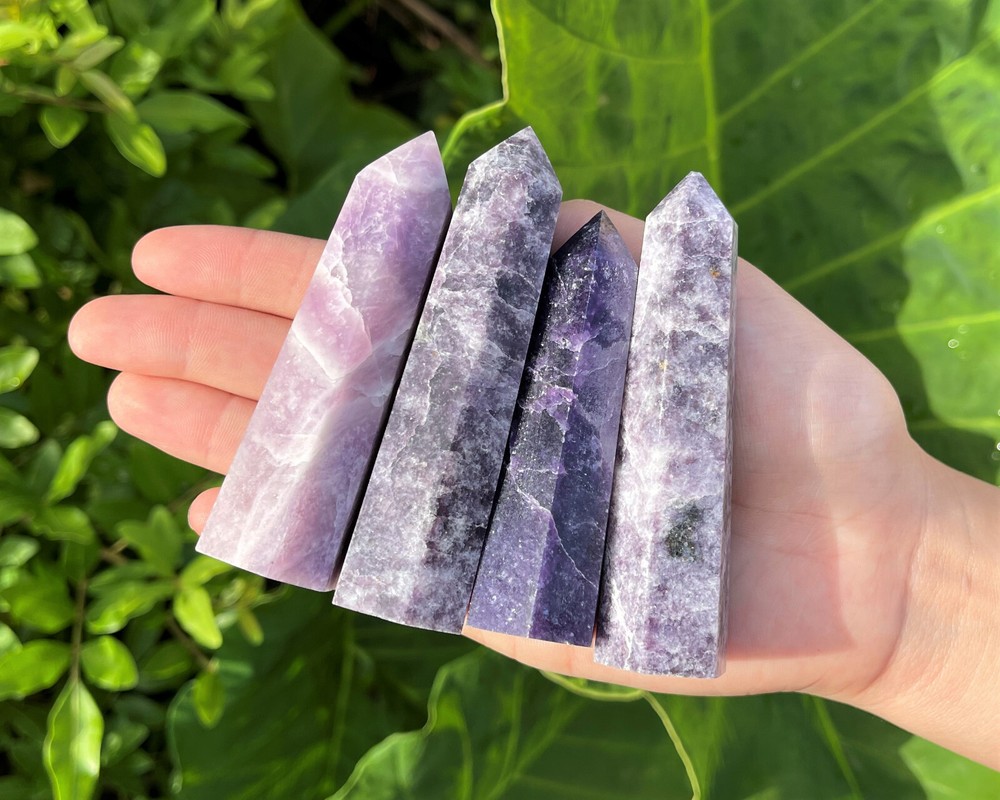 Lepidolite Obelisk (6-Sided Lepidolite Crystal Tower, A Grade Lepidolite Point)