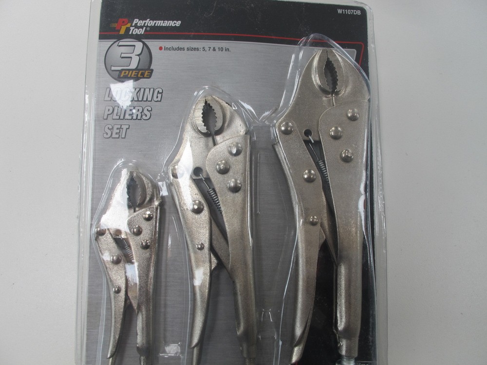 Performance tool 3Pc Lock Grip Pliers Set W1107DB, NEW