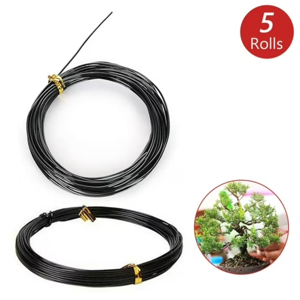 Tripumer 5 Rolls Black Bonsai Wire Bendable Aluminum Training Wire for Crafts