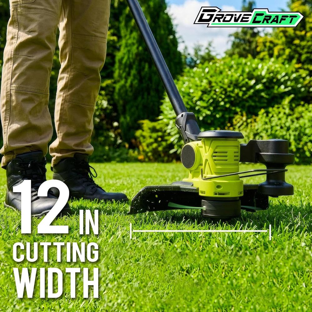 20V Cordless String Trimmer, 2X4Ah Grass Trimmer&Edger with 8 Replacement Spools
