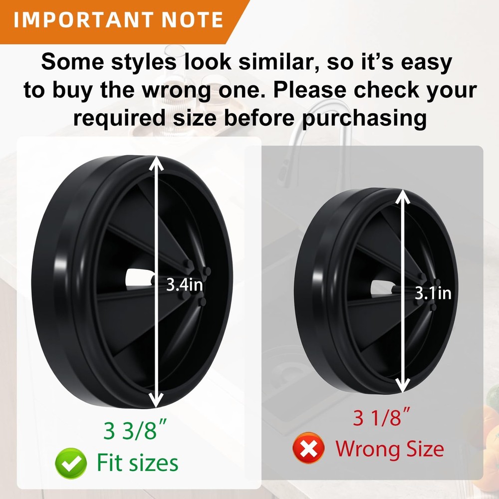 Garbage Disposal Splash Guard 3 3/8" for InSinkErator Evolution 3 3/8", Black