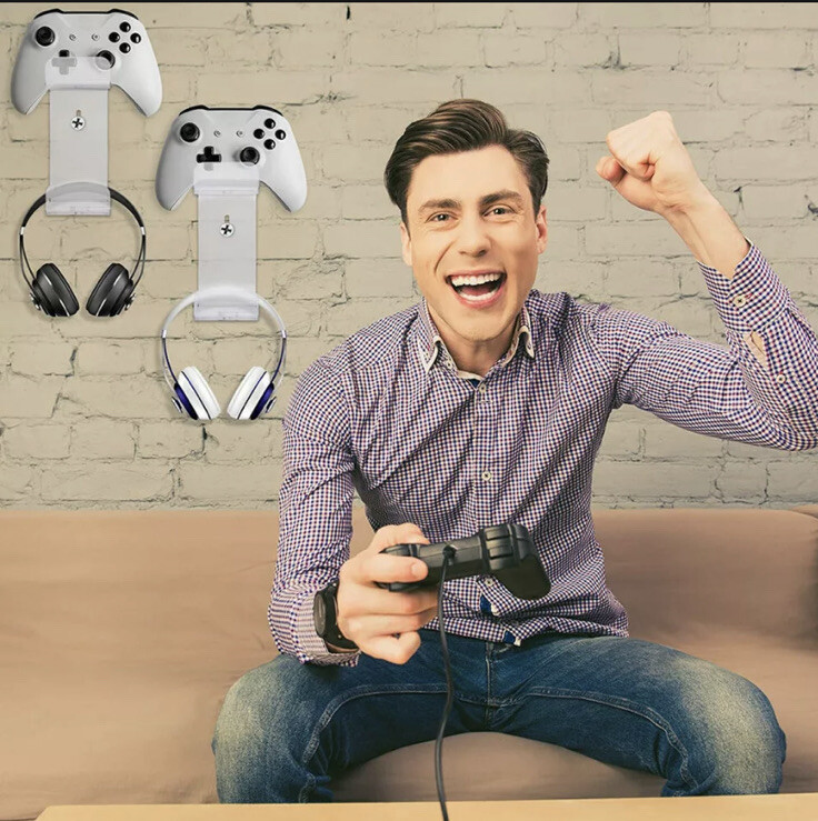 Game Controller + Headset Hanger Stand | Acrylic Wall Mount PC Xbox PS5 Switch