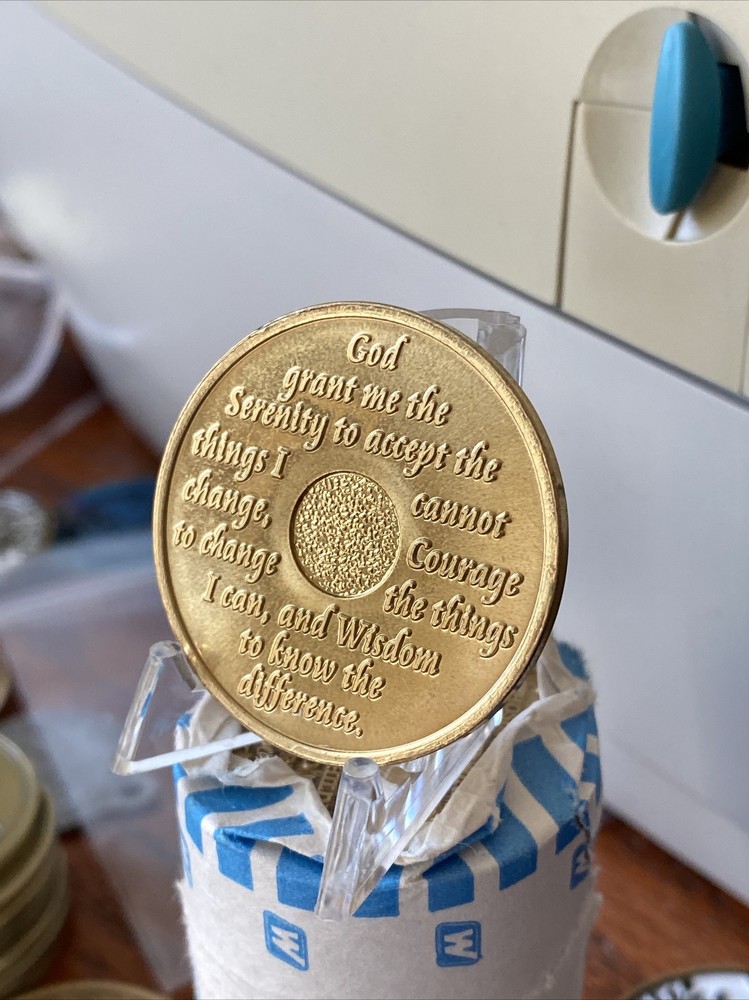 2 Year AA Medallion Gold Plated Sobriety Chip