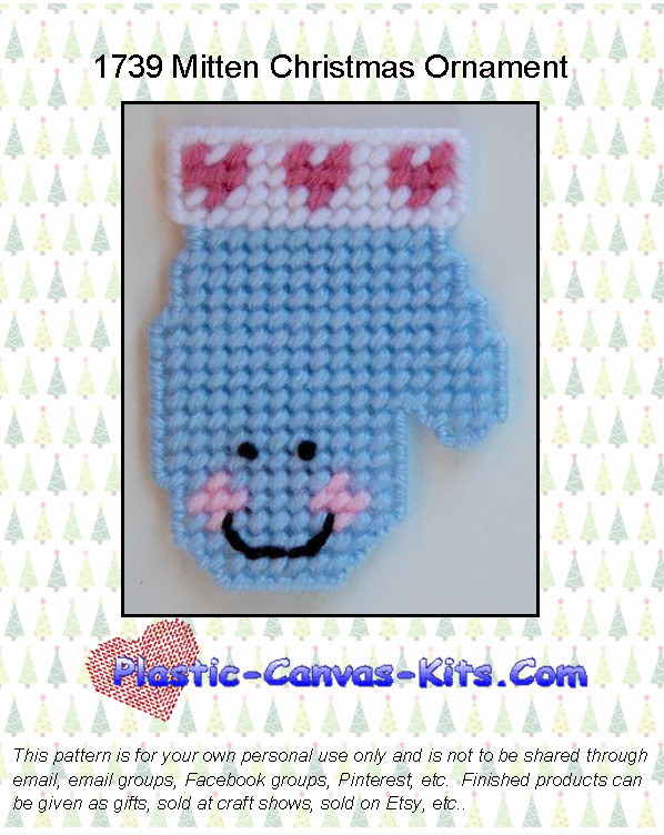 Mitten Christmas Ornament-Plastic Canvas Pattern or Kit